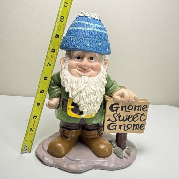 Garden Greater Gnome Sweet Gnome + Winter Hat 10" Outdoor Home Decor - Picture 10 of 13